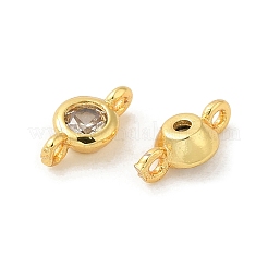 Rack Plating Brass Pave Clear Cubic Zirconia Connector Charms&nbsp;X-KK-G477-02G