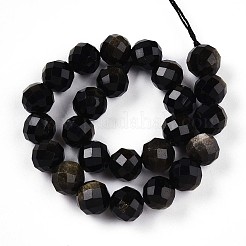 Natural Golden Sheen Obsidian Beads Strands&nbsp;G-S345-8mm-20