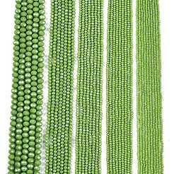 電気メッキガラスビーズセット  パール光沢メッキ  多面カット  ロンデル  黄緑  8x6mm  穴：1~1.4mm  約60~62個/連  39~40cm&nbsp;EGLA-A044-P8mm-A30