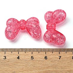 透明なクラックルアクリルビーズをメッキ  蝶結び  ピンク  16.5x27x7.5mm  穴：2.2mm&nbsp;MACR-D024-17-01