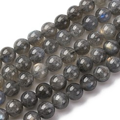 天然石ラブラドライトビーズ連売り  ラウンド  8mm  穴：0.9mm  約48個/連  15.43''（39.2センチメートル）&nbsp;G-H326-01-8mm