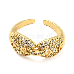 Hip Hop Pig Nose Rack Plating Brass Micro Pave Cubic Zirconia Open Cuff Ring for Women&nbsp;RJEW-F153-04G