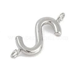 304ステンレススチールレターコネクタチャーム  ステンレス鋼色  文字S  12x4.5x2mm  穴：1.2mm&nbsp;STAS-M108-01P-19
