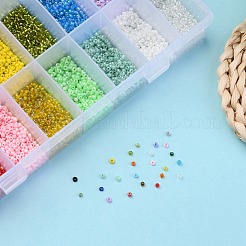 288g 24 スタイル 12/0 ガラスシードビーズ  セイロン & オペーク & フロスト カラー & カラー レインボー & カラー ラスター & シルバー ライン & トランスペアレント  ラウンド  ミックスカラー  2mm  穴：1mm  12g /スタイル&nbsp;SEED-YW0001-91