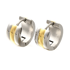女性用304ステンレスフープピアス  316サージカルステンレススチール製耳ピン付き  イオンプレーティング（ip）  丸いリング  ゴールデン·ステンレス鋼色  13x7mm&nbsp;EJEW-C096-51GP