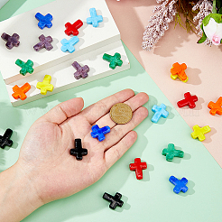 24個8色手作りランプワークビーズ  クロス  ミックスカラー  24~26x20~20.5x6~7.5mm  穴：1.6~1.8mm  3個/カラー&nbsp;LAMP-DC0001-27