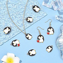合金とエナメルのペンダント30個、3スタイル  ペンギン  カドミウムフリー＆鉛フリー  ゴールドカラー  ミックスカラー  20.5~24x15~19.5x1mm  穴：2mm  10個/スタイル&nbsp;ENAM-YW0008-80