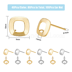 80Pcs 2 Colors 201 Stainless Steel Stud Earring Findings&nbsp;STAS-DC0011-33