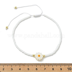 Natural Freshwater Shell & Glass Seed Beaded Adjustable Brecelets&nbsp;BJEW-JB13766-01