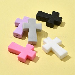 5 個 5 色クロスシリコンフォーカルビーズ  ミックスカラー  35x25x8mm  穴：2mm  1pc /カラー&nbsp;SIL-FS0001-07