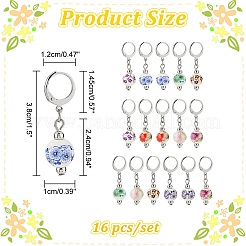 Round with Flower Pattern Handmade Printed Porcelain Ceramic Pendant Stitch Markers&nbsp;HJEW-AB00459