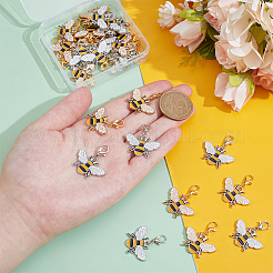 32Pcs 2 Colors Bees Alloy Enamel Pendant Decorations&nbsp;HJEW-PH02214
