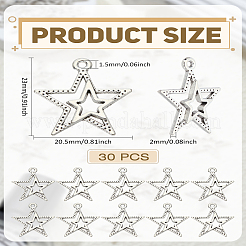 チベット風アロイペンダント30個  スター  アンティークシルバー  23x20.5x2mm  穴：1.5mm&nbsp;FIND-LP0004-66