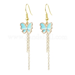 Alloy Enamel Butterfly with Tassel Dangle Earrings&nbsp;EJEW-JE05116