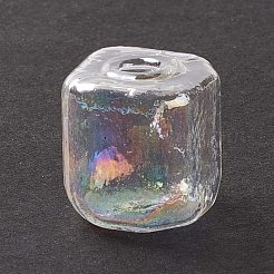 手作り吹きガラス瓶  ガラスバイアルペンダント作り用  正方形  クリアAB  16~16.5x14~15x14~14.5mm  穴：3.5~6mm&nbsp;GLAA-B005-02J