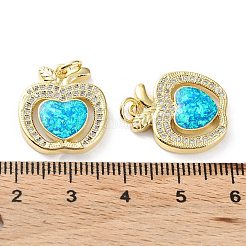 Rack Plating Brass Micro Pave Cubic Zirconia Fruit Pendants&nbsp;KK-C041-20G