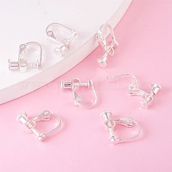 真鍮製ねじ式クリップイヤリングパーツ  スパイラルイヤークリップ  穴開けないイヤリング  銀  13~15x13x5mm&nbsp;X-KK-L164-02S
