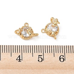 Brass Micro Pave Clear Cubic Zirconia Charms&nbsp;KK-P355-07G