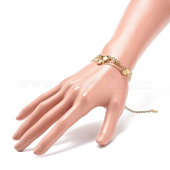 ブラス ハート＆ムーン リンク マルチ連 ブレスレット  女性用三層ブレスレット  ゴールドカラー  7-3/4インチ（19.7cm）&nbsp;BJEW-JB08841
