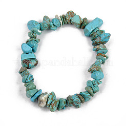 Unisex Chip Synthetic Turquoise(Dyed) Beaded Stretch Bracelets&nbsp;BJEW-S143-05