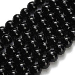 天然ブラックオニキス(染色&加熱)ビーズ連売り  ラウンド  6mm  穴：1.5mm  約62個/連  14.57''（37センチメートル）&nbsp;G-H329-C06-6mm