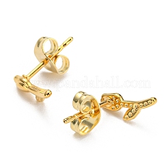 PVD真空メッキ304ステンレススチールスタッドピアス（女性用）  長持ちメッキ  花バラ  ゴールドカラー  9x4mm&nbsp;STAS-D087-12G