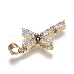 Brass Micro Pave Clear Cubic Zirconia Pendants&nbsp;ZIRC-A011-33G