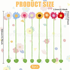 8Pcs Polyester Flower Bookmark&nbsp;AJEW-GL0003-50B