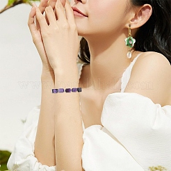 天然アメジストビーズ 1 連  シードビーズで  長方形  11~13.5x8~10x4~5mm  穴：0.9mm  シードビーズ：3x3x2  穴：0.8mm  約28~29個/連  15.43''（39.2~46センチメートル）&nbsp;G-YW0002-76