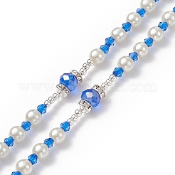 Glass Pearl & Acrylic Rosary Bead Necklace&nbsp;NJEW-TA00041-01