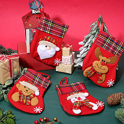 12Pcs 4 Styles Cloth Christmas Stocking Gift Bag Pendant Decoration&nbsp;FIND-SP0020-60C