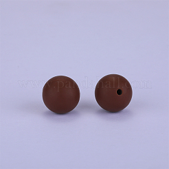 丸いシリコン焦点ビーズ  ココナッツブラウン  15mm  穴：2mm&nbsp;SI-JX0046A-128