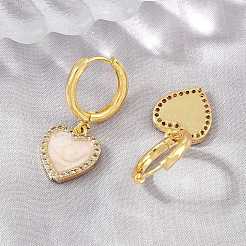 Brass Micro Pave Cubic Zirconia Hoop Dangle Earrings&nbsp;KK-CBA8324-16G-02