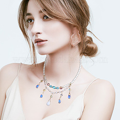 140Pcs 10 Styles Imitation Jade & Transparent Glass Pendants&nbsp;GLAA-GO0001-04