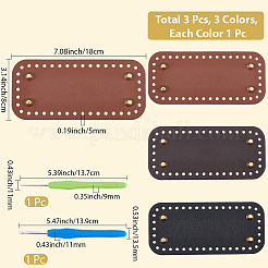 3Pcs 3 Colors Rectangle PU Leather Knitting Crochet Bags Nail Bottom Shaper Pad&nbsp;DIY-CL0002-17