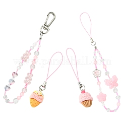 Glass with Transparent Acrylic Beads for DIY Mobile Phone Chain Making Kit&nbsp;DIY-FS0006-74A