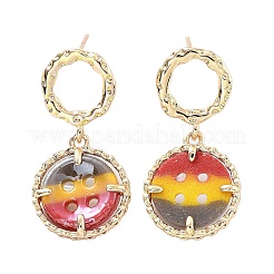Flat Round Light Gold Brass Micro Pave Cubic Zirconia Stud Earrings&nbsp;EJEW-Q800-52KCG