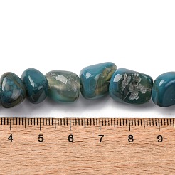 天然石瑪瑙ビーズ連売り  染め  ナゲット  グリーン  8~12x8~12x8~12mm  穴：1.3mm  約32個/連  14.96''（38センチメートル）&nbsp;G-RM241227-02
