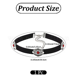 Bohemian Alloy & Resin Imitation Turquoise Oval Black Velvet Choker Necklaces&nbsp;NJEW-WH20004-13B-01
