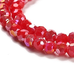 不透明ガラスビーズスタンド  ABカラー  ファセット（32ファセット）  ラウンド  クリムゾン  4.5x4mm  穴：1mm  約87~93個/連  32~33cm&nbsp;LS-EGLA-A035-P4mm-B16