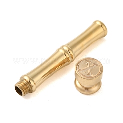 金色の真鍮ワックスシーリングスタンプヘッドと竹の棒状のハンドル  年賀状作りに  文字x  74.5x15mm&nbsp;LS-STAM-K001-05G-X