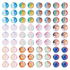 12色のクラックルガラスビーズ  ラウンド  ツートン  ミックスカラー  8mm  穴：1.2mm  約25PCS /カラー&nbsp;CCG-TA0002-05A