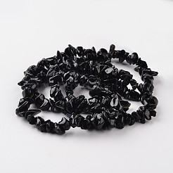 ナゲッツブラックガラスビーズ連売り  ブラック  4~6x8~12x2~4mm  穴：1mm  約34.6インチ&nbsp;G-M344-14
