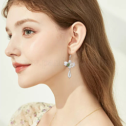 160個8スタイルアクリルパーツ  花  真鍮の金具とプラスチックのビーズ付き  銀  10x6.5~12mm  穴：1.5~2.3mm  20個/スタイル&nbsp;FIND-SC0021-55S
