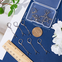 304ステンレススチールフレンチフックピアス金具28個  ピンチベイル付きイヤーワイヤー  ステンレス鋼色  47mm  ピン：0.8mm&nbsp;STAS-CN0001-45