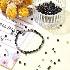 ガラスビーズ  多面カット  ロンデル  ブラック  4.5x3~4mm  穴：1mm  500個/セット&nbsp;GLAA-CJ0002-51E