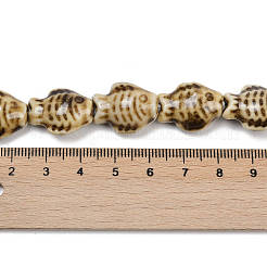 手作り陶器ビーズ連売り  魚  淡い茶色  19~19.5x15x9mm  穴：1.6mm  約20個/連  14.76''（37.5センチメートル）&nbsp;PORC-P030-01A-04
