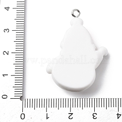 クリスマスの不透明な樹脂ペンダント  プラチナ鉄ループ付き  雪だるま  36x23x9.5mm  穴：2mm&nbsp;RESI-A049-05E