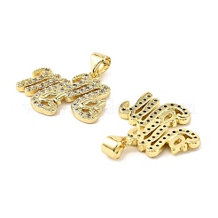 Mother's Day Brass Micro Pave Cubic Zirconia Pendants&nbsp;KK-M324-02H-G