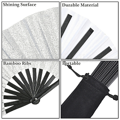 1Pc Bamboo with Oxford Fabric Glitter Powder Folding Fans&nbsp;AJEW-SP0003-77C